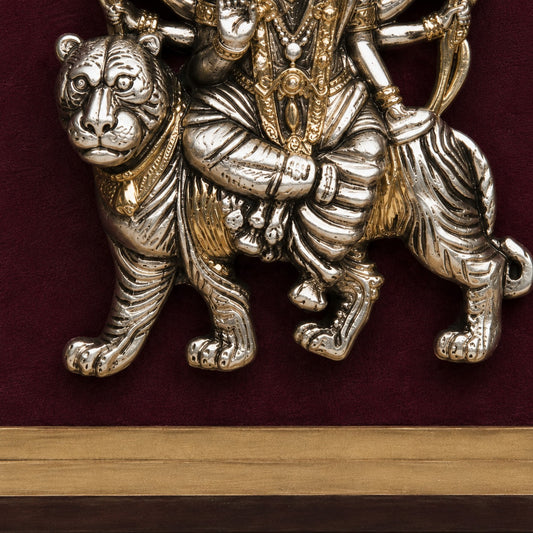 Maa Durga on Tiger 925 Sterling Silver Frame