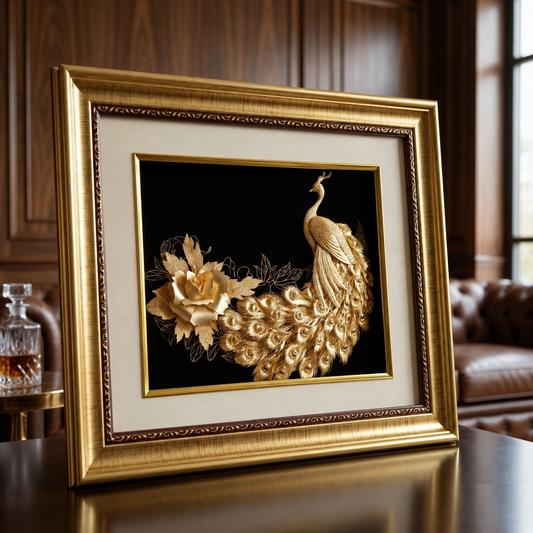 German Silver Peacock Wall Frame