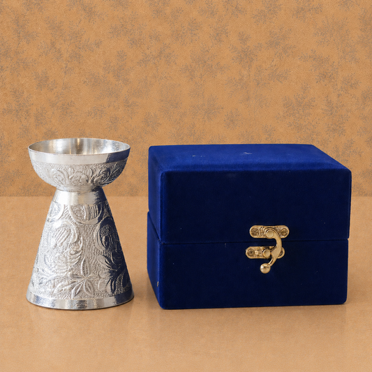 Royal Silver Finish Engraved Pedestal Bowl