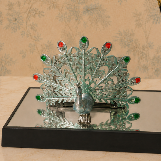 Luxury Peacock Visiting Card Holder with Pen Stand