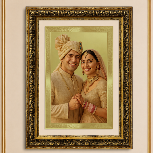 Custom Wedding Couple Gold Portrait Frame