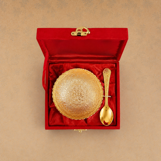 Royal Gold Finish Decorative Bowl with Spoon