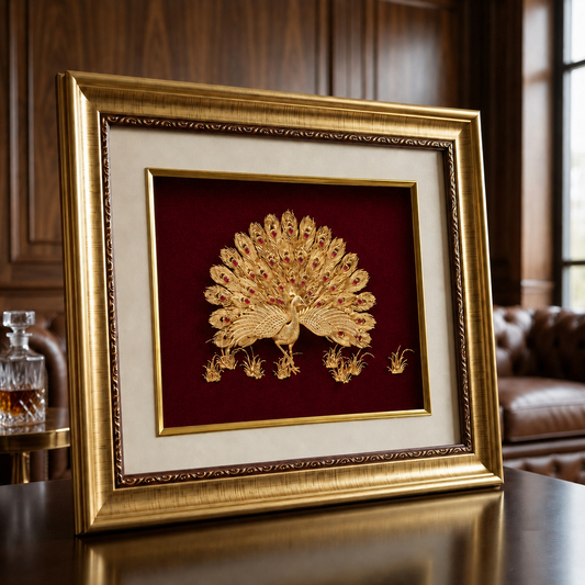 Golden Peacock Decorative Wall Frame