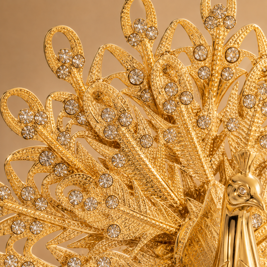 Royal Crystal Peacock Decorative Showpiece with Premium Display Case
