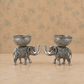Antique Silver-Tone Elephant Decorative Bowl Set – Pair