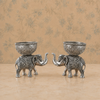 Antique Silver-Tone Elephant Decorative Bowl Set – Pair