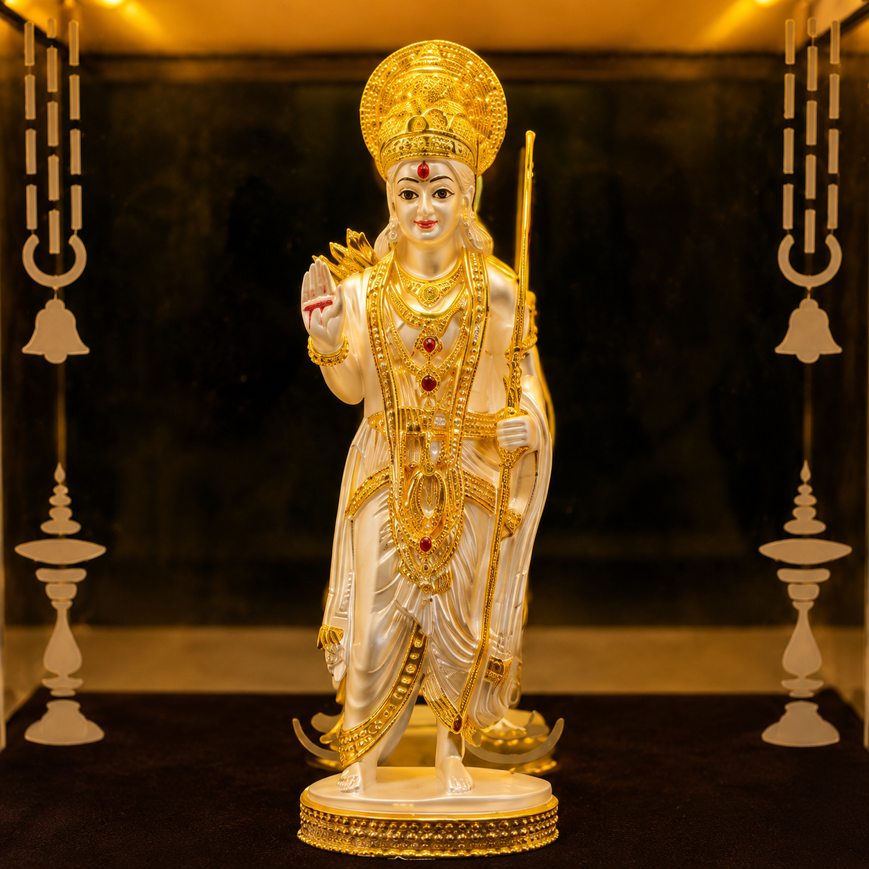Premium Ram Darbar Gold Plated Idol Showcase