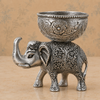 Antique Silver-Tone Elephant Decorative Bowl Set – Pair