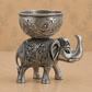 Antique Silver-Tone Elephant Decorative Bowl Set – Pair