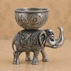 Antique Silver-Tone Elephant Decorative Bowl Set – Pair