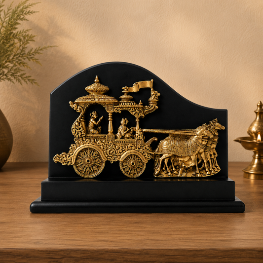 Krishna Arjuna Rath Brass Table Décor