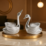 German Silver Swan Candle Holder Set