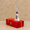 German Silver Decorative Pooja Bell with Rudraksha Bead & Feather Handle – Premium Gift Box