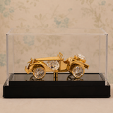 24K Gold-Plated Crystal Vintage Car Showpiece with Acrylic Display Case