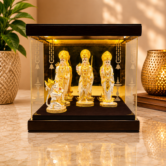 Premium Ram Darbar Gold Plated Idol Showcase