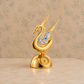 Golden Swan Crystal Figurine with Integrated Table Clock