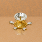 Premium Gold & Silver Finish Tortoise Diya with Wick Holder – Decorative Pooja Gift Set with Display Box