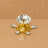 Premium Gold & Silver Finish Tortoise Diya with Wick Holder – Decorative Pooja Gift Set with Display Box
