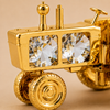 Premium Gold Finish Crystal Tractor Showpiece – Luxury Farm Vehicle Décor with Display Case