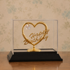 Premium Gold Finish Happy Birthday Heart Showpiece with Crystal Accent & Display Case