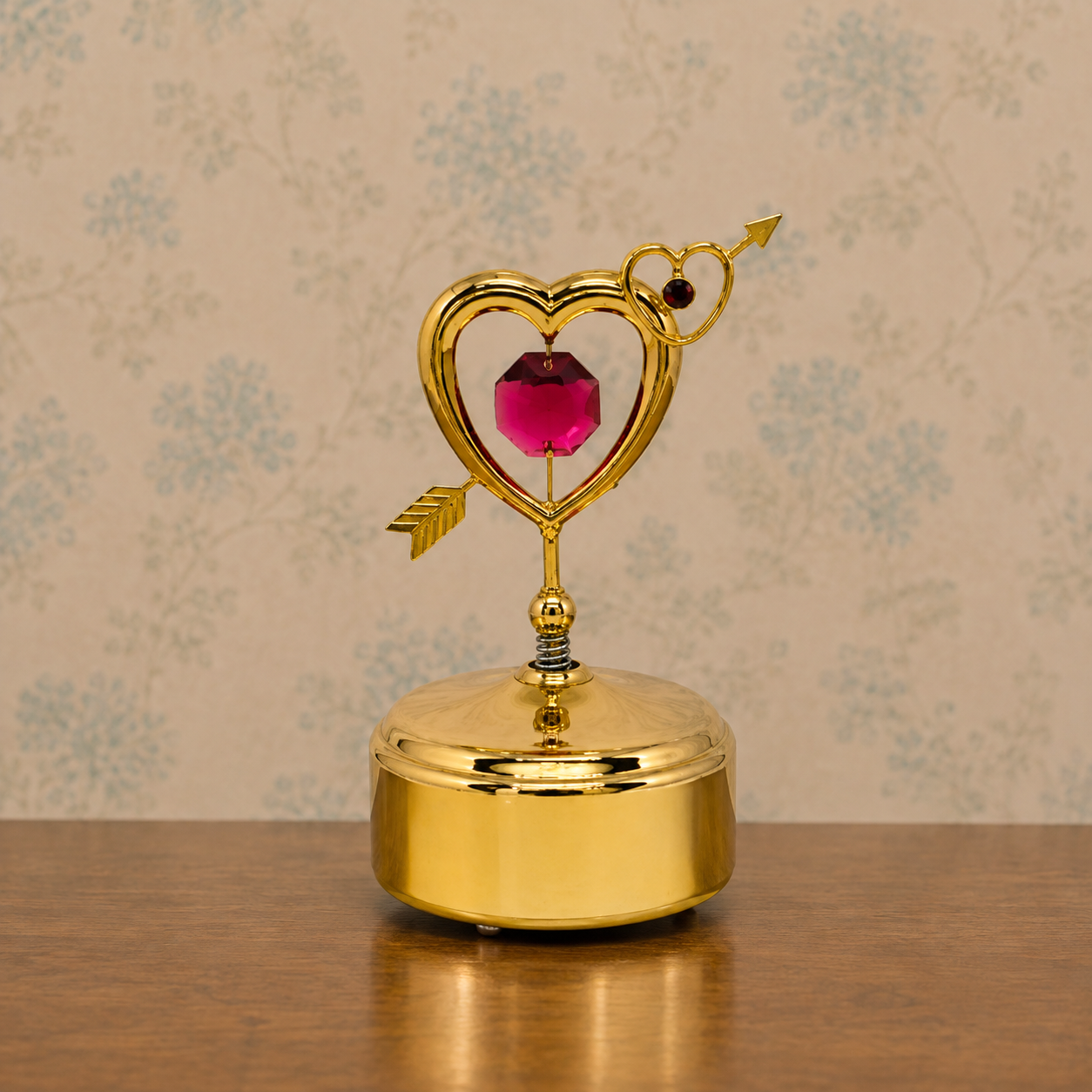 24K Gold Plated Crystal Heart Music Box – Premium Romantic Gift Showpiece