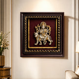 Maa Durga on Tiger 925 Sterling Silver Frame