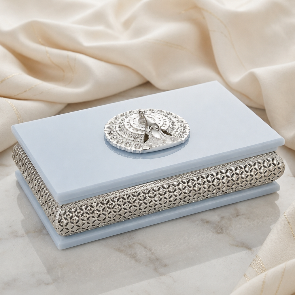 German Silver Peacock Enamel Multipurpose Decorative Box