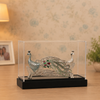 Silver-Tone Double Peacock Decorative Showpiece with Red & Green Stone Accents