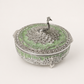 German Silver Peacock Enamel Decorative Storage Box