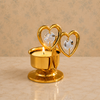 24K Gold Plated Double Heart Crystal Candle Holder