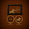 Nandi Brass Idol with Hanging Temple Bells Wooden Frame