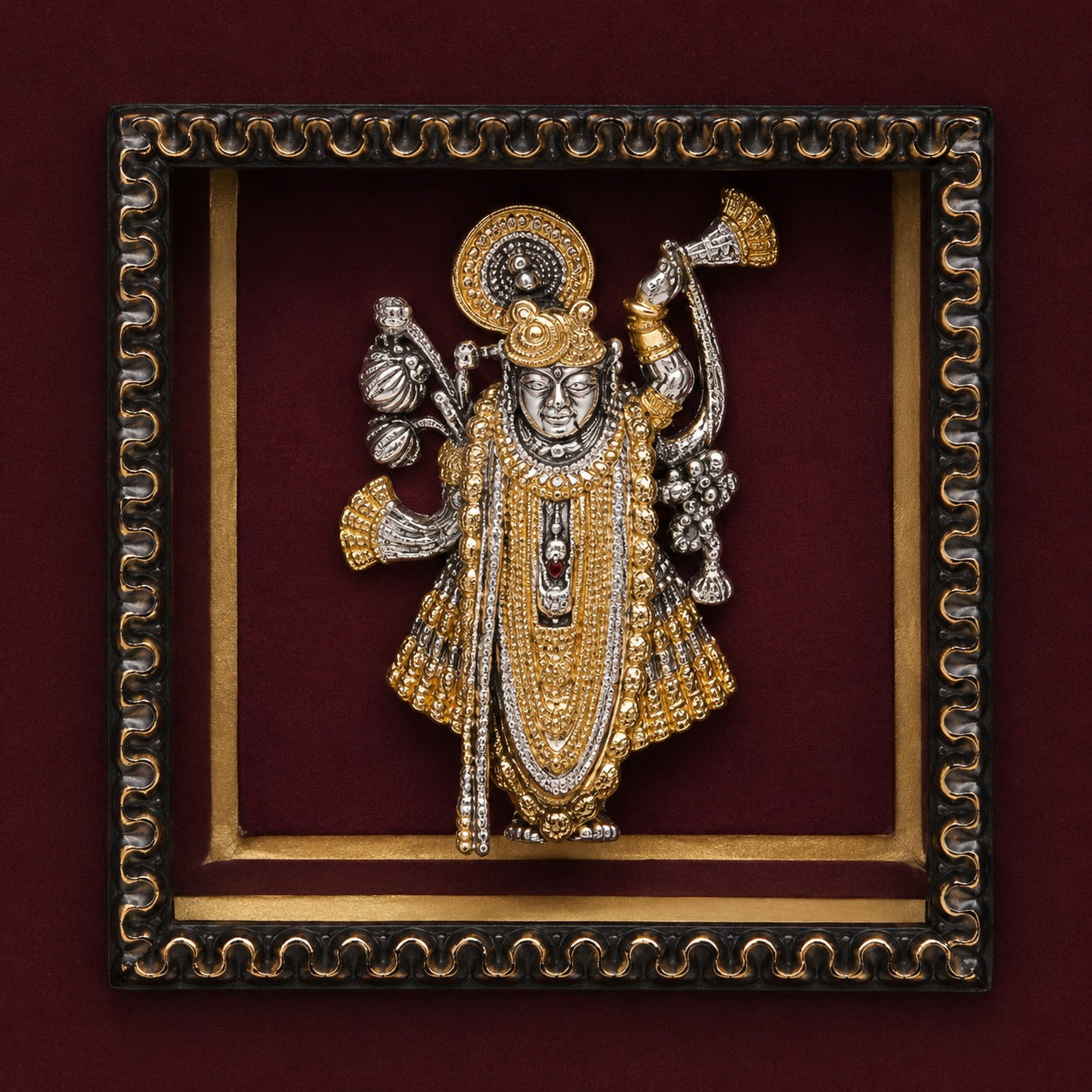 925 Silver Lord Vishnu Premium Framed Wall Décor