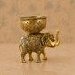 Antique Gold-Tone Elephant Decorative Bowl Set – Pair