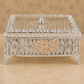 Premium Silver-Tone Peacock Dry Fruit Box with Decorative Lid