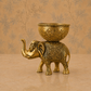Antique Gold-Tone Elephant Decorative Bowl Set – Pair