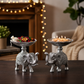 Antique Silver Elephant Bowl Holder Set – Pair