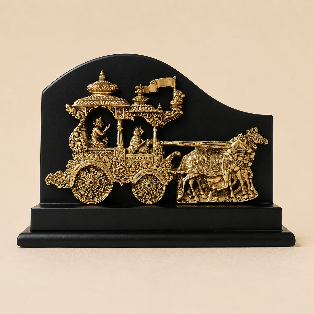 Krishna Arjuna Rath Brass Table Décor