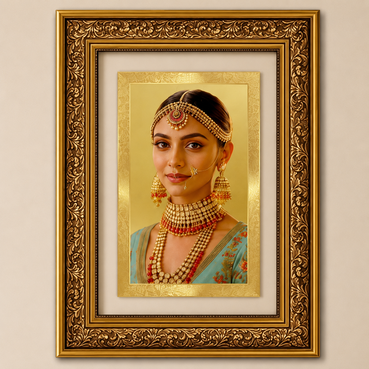 Custom Bridal Portrait Gold Photo Frame
