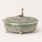 German Silver Peacock Enamel Decorative Storage Box