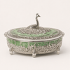German Silver Peacock Enamel Decorative Storage Box