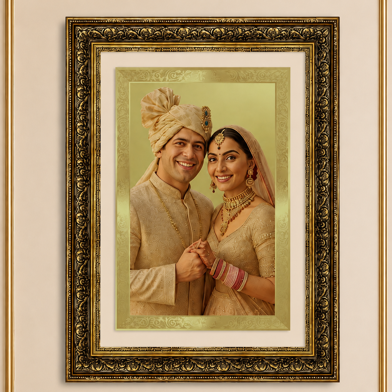 Custom Wedding Couple Gold Portrait Frame