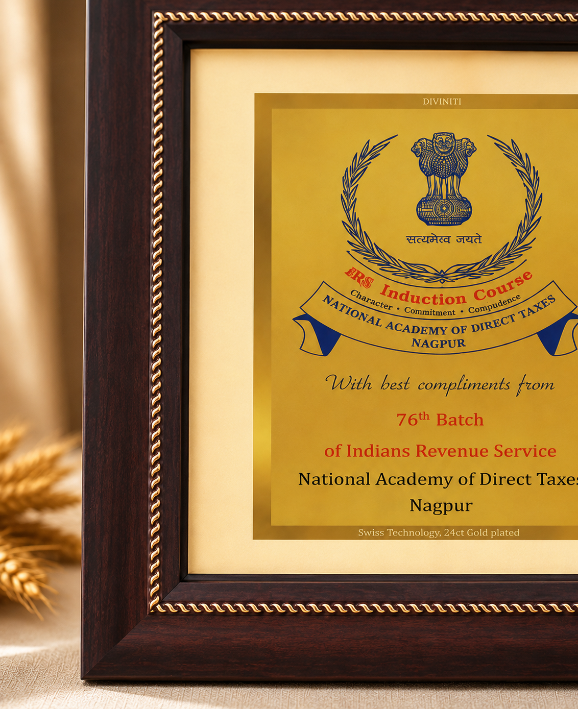 National Academy of Direct Taxes (NADT) Commemorative Appreciation Plaque