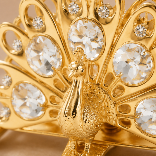 24K Gold-Plated Crystal Peacock Napkin Holder