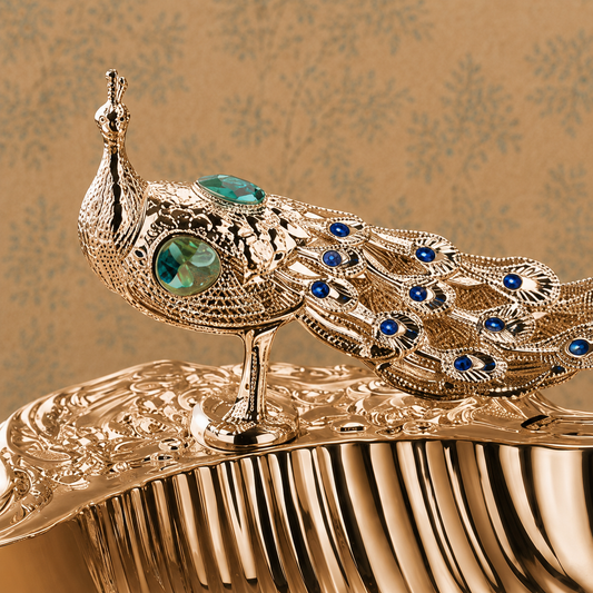 24K Gold-Plated Crystal Peacock Sea Shell Platter