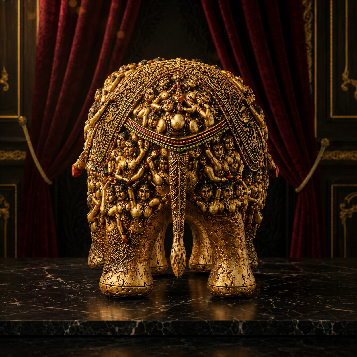 Antique Hand-Carved Elephant Figurine