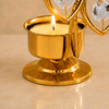 24K Gold Plated Double Heart Crystal Candle Holder