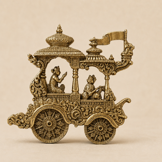 Krishna Arjuna Rath Brass Table Décor