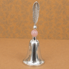 Premium Silver Finish Lotus Diya & Decorative Bell Set with Pink Stone-Style Base & Display Box