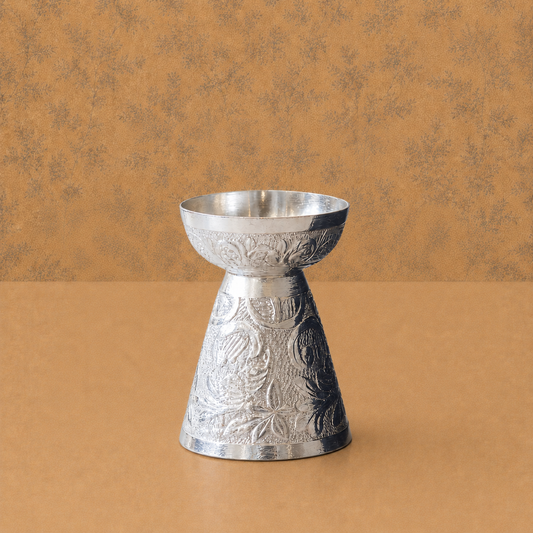 Royal Silver Finish Engraved Pedestal Bowl