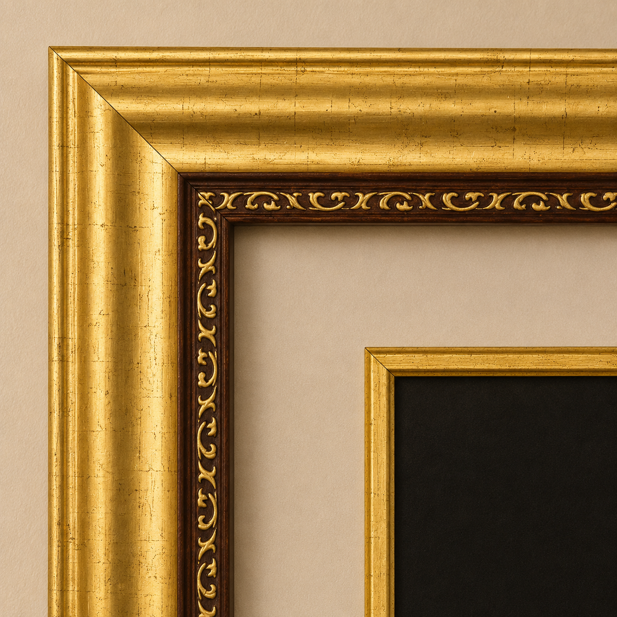 Golden Seven Running Horses Wall Frame